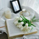 20pcs White Artificial Tulip Flowers for Decor