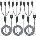 3-Pack 4FT Nylon Braided Multi Charger Cable