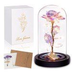 Colorful Light-Up Rose in Glass Dome