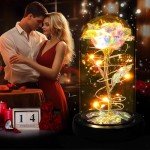 Colorful Light-Up Rose in Glass Dome