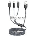 3-Pack 4FT Nylon Braided Multi Charger Cable