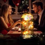 Colorful Light-Up Rose in Glass Dome