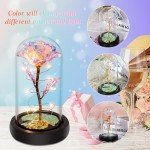 Colorful Light-Up Rose in Glass Dome
