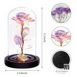 Colorful Light-Up Rose in Glass Dome