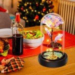 Colorful Light-Up Rose in Glass Dome