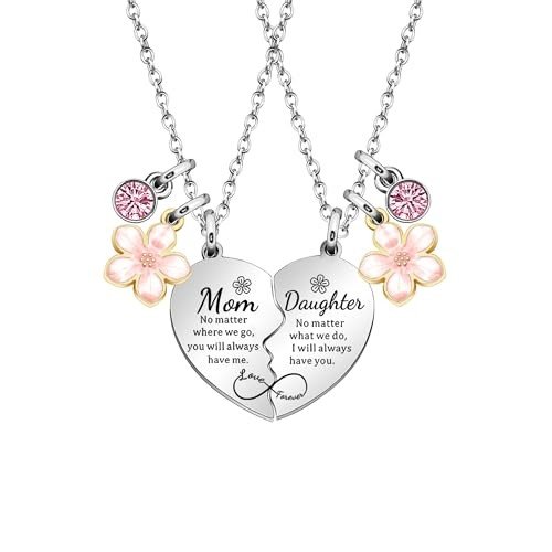 Matching Mother-Daughter Heart Pendant Necklace Set