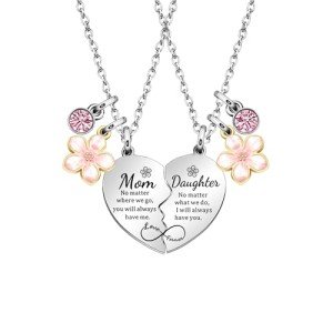 Matching Mother-Daughter Heart Pendant Necklace Set
