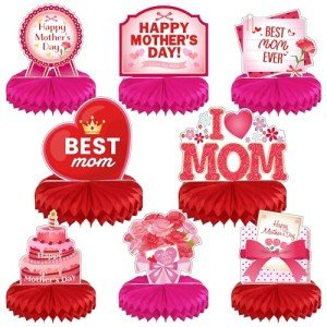 Mother's Day Honeycomb Centerpiece Decorations - 8 Pack