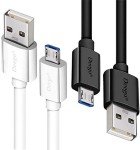 Extra Long Micro USB Charging Cable - 2 Pack