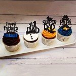 24 Pack Father's Day Cupcake Toppers - Glitter Hats