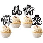 24 Pack Father's Day Cupcake Toppers - Glitter Hats