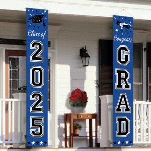 Blue Graduation Banner 2025 - Congrats Grad Decor