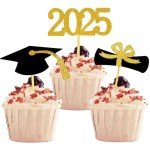 2025 Graduation Cupcake Toppers - 48 Pieces