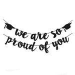 Proud Graduate Black Glitter Banner for Celebrations