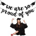 Proud Graduate Black Glitter Banner for Celebrations