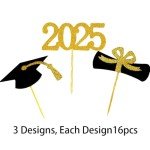 2025 Graduation Cupcake Toppers - 48 Pieces