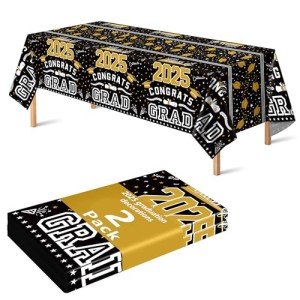 Class of 2025 Graduation Party Tablecloth - Black