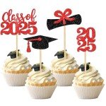 36 PCS 2025 Graduation Cupcake Toppers Set