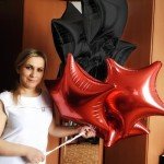 12 Black and Red Star Balloons for Parties