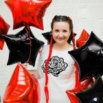 12 Black and Red Star Balloons for Parties