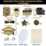 Black and Gold Graduation Party Centerpieces - 36 pcs