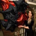 12 Black and Red Star Balloons for Parties