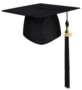 Matte Graduation Cap with 2025 Tassel - Black