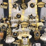 Black and Gold Graduation Party Centerpieces - 36 pcs