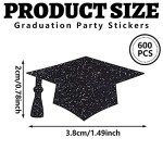 Black Graduation Cap Stickers - 600 Pack