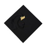 Matte Black Graduation Cap with Tassel and Charm