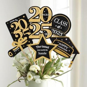 30 Pack Black and Gold Graduation Centerpiece Sticks