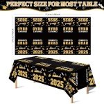 Black and Gold Graduation Tablecloths - 2 Pack
