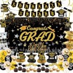 Black and Gold 2025 Graduation Party Supplies