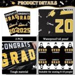 Black and Gold Graduation Tablecloths - 2 Pack