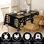 Black and Gold Graduation Tablecloths - 2 Pack