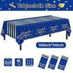 Graduation Tablecloths Blue and Gold - 3 Pack