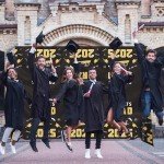 Black and Gold Graduation Tablecloths - 2 Pack
