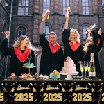 Black and Gold Graduation Tablecloths - 2 Pack