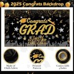 Black and Gold 2025 Graduation Party Supplies