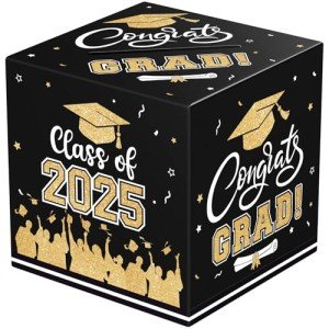 Black & Gold 2025 Graduation Card Box