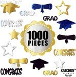 Congrats Grad 2025 Confetti - Blue & Gold