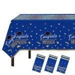 Graduation Tablecloths Blue and Gold - 3 Pack