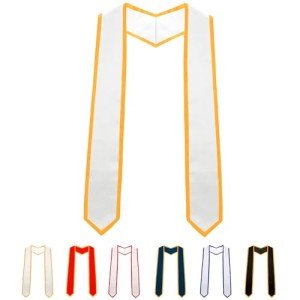 White Graduation Stole with Gold Trim - 2025