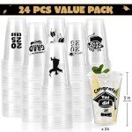 24 Graduation Party Plastic Cups Set – Class of 2025