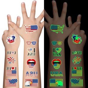 80PCS Luminous 4th of July Temporary Tattoos