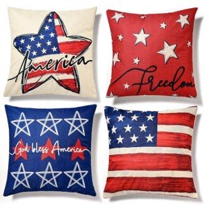 Patriotic 18x18 Throw Pillow Covers, Set of 4