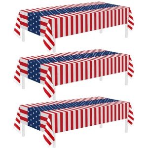 3 Pack Patriotic Disposable Tablecloths for Parties