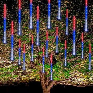 Patriotic LED Meteor Shower Lights for Holidays