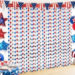 4th of July Star Tinsel Curtain & Banner Set