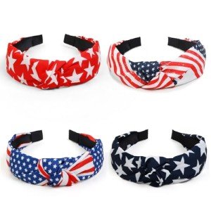 Patriotic American Flag Headbands for Women - 4 Pack